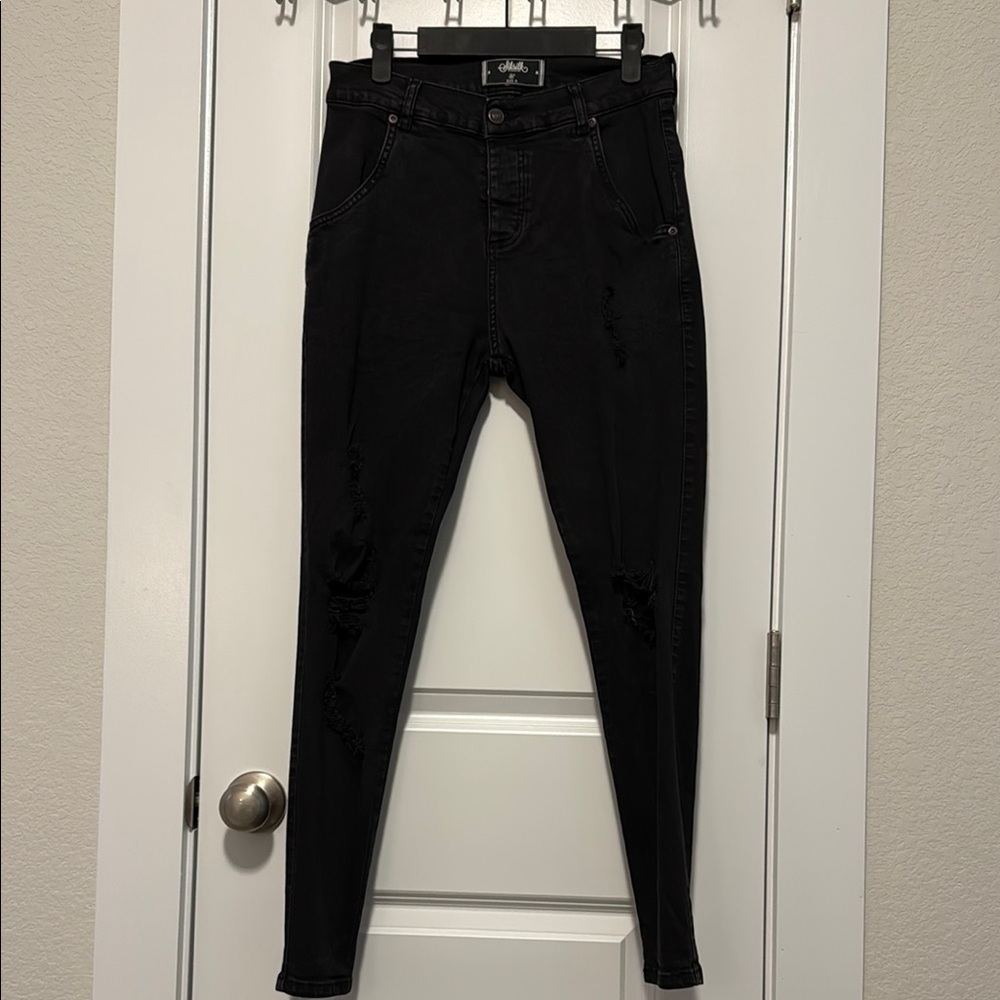 Siksilk Men’s Black Distressed Skinny Jeans size M - Picture 1 of 8